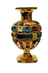 Italian Sesto Fiorentino Ceramic Jeweled Vase