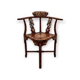 Chinese Rosewood w/ Mother of Pearl Inlay Corner Chair c.1950s