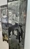 Chinese 6-panel Black Laquer Etched & Painted Screen - 5