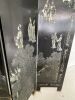 Chinese 6-panel Black Laquer Etched & Painted Screen - 9