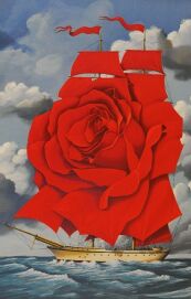 Rafal Olbinski - Red Rose Ship