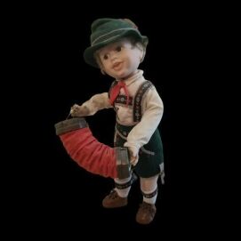Oktoberfest Porecelain Boy Doll w/ Accordian 