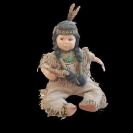 Gregory Perillo "Brave and Free" Porcelain Doll w/ Tomahawk
