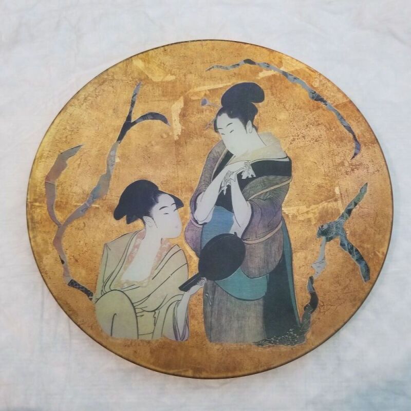Kitagawa Utamaro Art on Gilded Eathenware Charger Plate