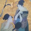 Kitagawa Utamaro Art on Gilded Eathenware Charger Plate - 2