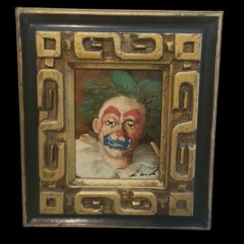 Julian Ritter Original Oil on Wood ~ "Clown w/ Green Hair"