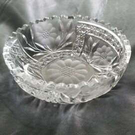Etched Cut 6" Crystal Bowl / Candy Dish 