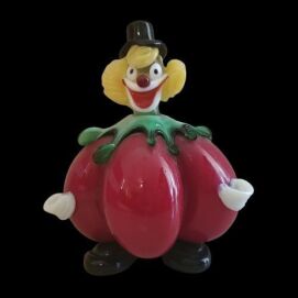 Murano Tomato Clown Art Glass Sculpture 