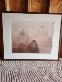 Framed Mountian Landscape with Eagles