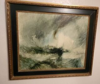 Abstract home decor, Framed Oil on Canvas "Stormy Sea"