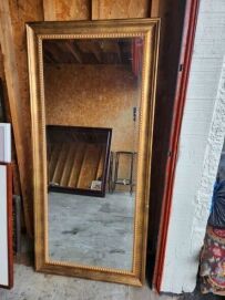 Golden Stained Wood Framed Mirror