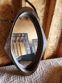 Rustic Metal Framed Oval Mirror