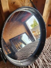 Leather Framed Circle Mirror