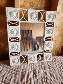 Small Mirror with White Metal Frame