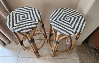 Wooden Accent Stools with Woven seat