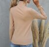 Beige Women's Casual Long Sleeve Turtleneck knit Sweater top - 2