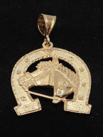 Horse Shoe and Horse Gold Fashion Jewelry Pendant