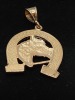 Horse Shoe and Horse Gold Fashion Jewelry Pendant - 2