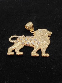 Roaring Lion CZ and Gold Fashion Jewelry Pendant