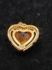 Yellow Heart Stone Surrounded by CZ Border Gold Fashion Jewelry Pendant - 2