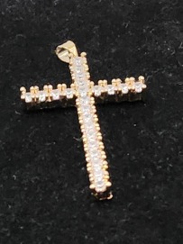 2"x1.25" Diamond-Like Gold Fashion Jewelry Cross Pendant
