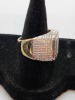 Diamond-Like Stone Encrusted Gold Fashion Jewelry Ring - 2