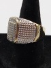Diamond-Like Stone Encrusted Gold Fashion Jewelry Ring - 6
