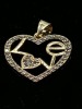 Heart Shaped "Love" Diamond-Like Stone Encusted Pendant