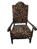 Tiger Print Wood Arm Chair