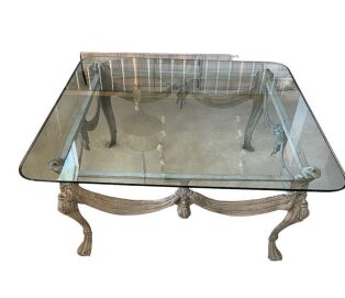 Wrought Metal Glass Top Coffee Table 