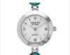 Facets of Time Round Watch - Cabochon Composite Turquoise With 0.08ctw Round White Zircon Rhodium - 2