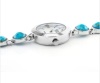 Facets of Time Round Watch - Cabochon Composite Turquoise With 0.08ctw Round White Zircon Rhodium - 3