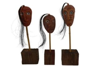 Crystal Hanna, Cherokee Pottery Artist - False Face Mask on Stand "Run Free"