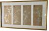 Japanese Art Piece depicting flowers - Framed 4 paper-panel with silk frame - 2