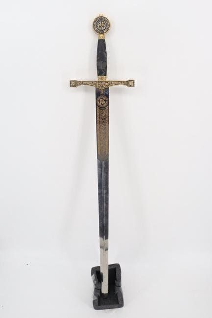 King Arthur "Excalibur Sword" - Replica - Made in Spain (Grip has Wear) Blade to Handle 46" X 9"