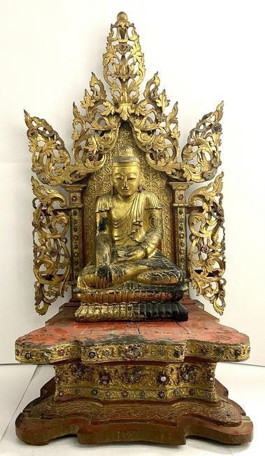 Burmese Buddha Gilt Wood Palin (Throne)