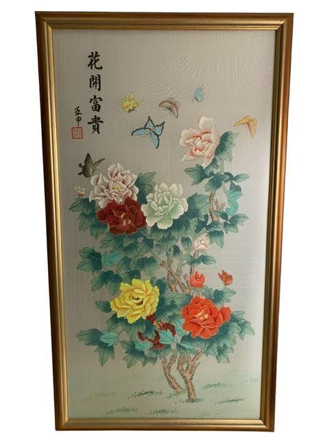 Asian Floral Art - Silk paint, Double glass front and back.