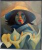 Hugo Lecaros "The Little Indian and the Calla Lillies" - Oil on Paper.