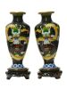 Chinese Cloisonne Pair of Yellow Dragon Vases - 2